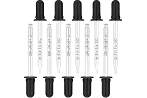 HABNI 8 Pièces Compte-Gouttes de 1ml, Pipette Verre avec Mesures Pipettes Compte-Gouttes avec Tête en Caoutchouc Pipette en Verre pour Médicaments Huiles Essentielles - Volume Total : 5ml