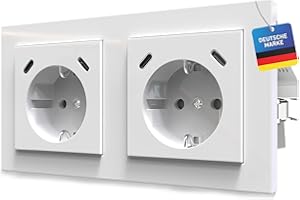 VOLTEVA Doppelsteckdose Schnellladegerät USB-C/C PD 3.0 QC Kindersicherung Standard Unterputz Wand mit GIRA Jung Merten Reinweiß Alpinweiß Smartphone Tablet Power Delivery Quick Charge