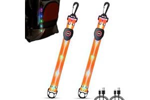 ‎ZLCBBD ZLCBBD LED Flashing Light with Colourful Light, USB Rechargeable Children's Safety Light, Reflective Light Strip, Reflector Pendant for School Bag, Backpack, Hiking, Running, Jogging, Pack of 2