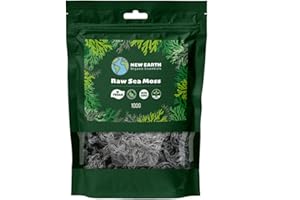 NEW EARTH ORGANIC ESSENTIALS New Earth Raw Sea Moss - St Lucian Eucheuma Cottonii Raw Sun Dried Seamoss - Makes 2.2 Litres of Sea Moss Gel -100g (Green)