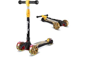 Lyefancy Kids Scooter for 3-13 Years Old Boys Girls, Children 3 Wheel Scooter, Foldable Toddler Scooter, Flashing PU Wheels, 4 Adjustable Height, Lean to Steer, Extra-Wide Deck