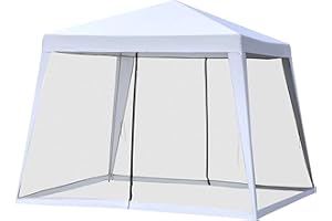 Slimbridge Saltney 3 x 3 Metres Gazebo Tent Marquee Awning Canopy with 3 Zip Up Side Panels and Powder Coated Steel Frame for Outdoor Wedding Garden Party, White