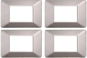 ZOREI 4 Pezzi Placca Compatibile Con Vimar Plana (3 Posti/Moduli, Titanio)