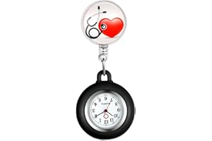 Avaner Orologio da Infermiera Retrattile, Orologio da Taschino con Clip, Orologio da Infermiera in Silicone, Orologio da Tasca per Donna e Uomo