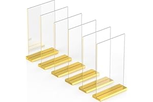 Dasher Products Luxury Acrylic Gold Frame A4, Pack of 6, Impressive Photo Exhibitions, Enhance the Event Ambience with Exquisite Gold Table Number Holders, Elegant Gold Sign Holder