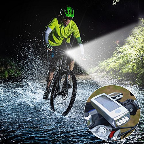 Solar LED Fahrradlampen Set, AVAWAY Solar Fahrradbeleuchtung USB Wiederaufladbare Fahrradlicht Scheinwerfer Set inkl. Frontlichter und Rücklicht, Halterung - 7
