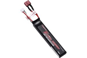 Bos-Lipo Airsoft Batterie Lipo 7,4V 1100mAh 25C 2S Batterie au Lithium pour Airsoft Gun Pistolet Rifle G36C CAR15 MP5A5 M249 MC51 FNP90 G3A4 (T connecteur)