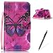 Produktbild Feeltech HUAWEI Y3 II Hülle,HUAWEI Y3 II Magnet Leder Wallet Cover,Elegant Soft PU Kartenfach Extra Dünn Tasche Bunte Relife-Muster [Stand Funktion] Karte Halterung Klapp hülle Flip Book Design Case Flexible TPU Ultra Slim Inner Bumper Tasche mit Landyard [Free Stylus] für HUAWEI Y3 II - Roter Schmetterling