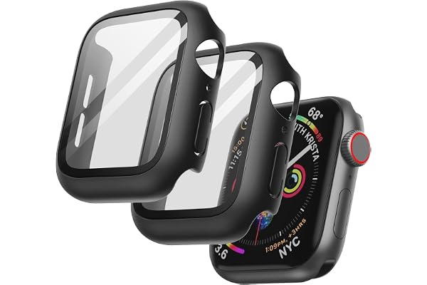 JETech Fodral för Apple Watch SE 3/2/1, Series 6/5/4 44mm, Svart | med Skärmskydd, Inbyggt Härdat Glas, Hög Pekskärmskänslighet, Fullt Skydd, Hård PC Design