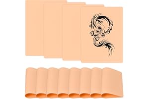 PTJJXA 12 sztuk tatuażu, skóra syntetyczna, tatuaż ze sztuczną skórą, trening ze sztuczną skórą, dwustronna sztuczna skóra dla początkujących doświadczonych artystów, 19 x 14 cm