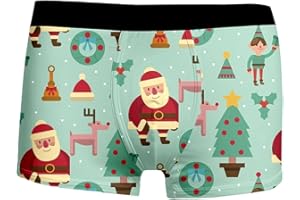 RUIRUILICO Weihnachten Boxershorts Herren Lustig Druck Weihnachts Unterhosen Bequemer Sitz MäNner UnterwäSche Winter Christmas Motiv Unterhose Weihnachtsmann KostüM