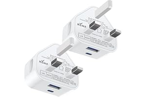 REKAVIN USB C Plug Fast Charge Plug,2 Pack 20W For Apple Watch and iPhone 16/15 Dual Port Type Wall Charger UK Charging for iPhone 17/17 Air/17 Pro Max/16/15/14 Pro Max/13/13 Max/12/11(Cable Not Included)