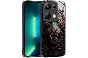 YUXING Funda para Xiaomi Redmi Note 13 Pro 4G / Poco M6 Pro - Diseño de Patrón Geométrico Arte Abstracto Vidrio Carcasa, Antichoque Anti-Slip Anti-Scratch Case (Tiger)