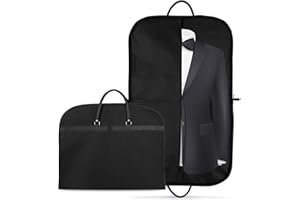 HIUAUIH Juego de 2 fundas para ropa con asa, fundas de ropa premium con cremallera para camisa y vestido, bolsa de traje, bolsa de negocios, para viajes y almacenamiento (58 x 98 cm)