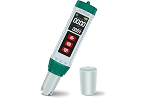 PlayDen PH Messgerät Wasser, PH/TDS/EC/Salzgehalt/Thermometer 5 in 1 pH Wert Messgerät mit LCD-Display, Automatischer Temperatur Kompensations pH Pool Tester, Hochpräziser Trinkwasser Wassertester