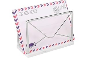 Jeasor Modern Mail Holder for Home Office, Metal Letter Organizer Sorter for Desk, Cutout Mail Envelope Design, Bill Filling Paper Document Rack, Envelope Storage Rack with Marble Base