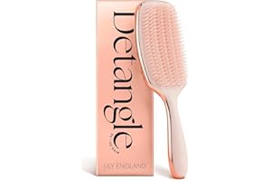 Lily England Cepillo Pelo Rizado para Desenredar y Peinar - Cepillo Pelo Antitirones para Pelo Mojado y Seco con Cerdas Flexibles - Cepillo Antirotura para Mujeres con Pelo Rizado 3c a 4c - Oro Rosa