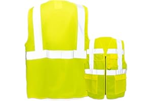 PIXIPRINTS.COM Warnweste mit Reißverschluss und Taschen * Ohne Druck (nur Weste) * Farbe & Größe: Gelb/Größe XL * Aufdruck selbst gestalten * Bedruckt mit Design Foto Text Logo