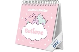 Grupo Erik Calendario sobremesa 2026 Pusheen - Almanaque de mesa 2026 Kawaii : Planificador mensual Con espacio para Anotar, Vista Mensual global, Ilustraciones y Base resistente (19,5 x 16,5cm)