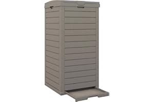 GIANTEX Cubo de Basura para Exterior de 118 L, con Tapa y Asa, Contenedor de Basura Impermeable con Bandeja de Recogida, Cubo de Basura para Jardín, Terraza, Balcón (1, Marrón)