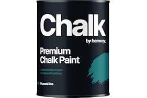 Hemway Peacock Blue Chalk Paint 1L Matt Shabby Chic Interior Furniture, Walls, Wood, Wardrobes, Doors, Tables, Chairs, Quick Dry Smooth Chalky Finish (11 Turquoises & 116 Colours Available)