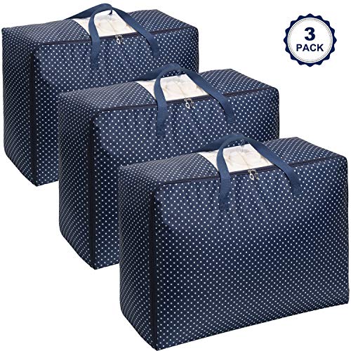 Lifewit Lot de 3 Sac de Rangement pour Couette Sac de Rangement sous lit pour Édredons Couvertures Oreillers Vestes Vêtements, 70 x 50 x 30 cm