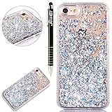 Handyhülle iPhone 7 plus Flüssigkeit Hülle iPhone 7 plus Liquid Case, SainCat Unique PC Hard Back Case + Soft TPU Bumper für iPhone 7 plus, Lusting Kreativ 3D Glitzer Flüssig Wasser Schwimmend Herz Bling Edel Shiny Glanz Sparkle Transparent Klar Kristall Protective Skin Hard Plastik Back Hüllen Schutzhülle Tasche Schutz Etui Schale Schutzhüllen für iPhone 7 plus mit Stylus-Glitzern 5#