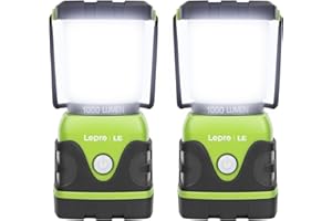 Lepro Linterna de Cámping, Farol de Cámping Regulable 1000LM, 4 Modos Luz de Emergencia, Luces de Tienda Resistente al Agua para Cámping, Senderismo, Pesca, Cortes de Energía, 3 * D con pilas, 2 pack
