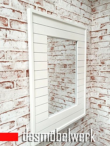 Wandspiegel Landhaus maritim eckig 80 x 60 cm mit weißen Holz-Rahmen 002006 - 3