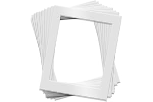 Fabian Clarke London® Pack of Ten 7x5 White Photo Picture Mounts for Photo Frames Mount with Aperture for 6x4 Picture Display Artwork or Paintings