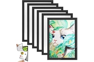 BUENTYA 6 Stück Magnetrahmen A4 Info Rahmen Selbstklebend Blatthalter Magnettasche Informationsrahmen Schwarz Plakatrahmen Magnetisch Dokumentenhalter Transparent Infotasche Plakathalter für Fenster