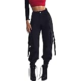 Landove Pantalone Cargo Donna con Tasche Hip Hop Salopette Pantaloni