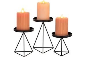 Sziqiqi Kerzenständer Kerzenhalter Kerzenleuchter Metall 3er Set, Eisen Deko Kerzenhalter für Stumpenkerzen Schwarz, Vintage Kerzen Ständer Tischdeko für Hochzeit Wohnzimmer Weihnachten