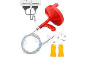 FLEX TEXTILE Snake Drain Auger, 7m Flexible Drain Unblocker Tools, Professional Toilet Snake for Bathtub Drain/Kitchen/Shower Drains/Floor Drains, with Gloves and Shower Drain Pipe Protector