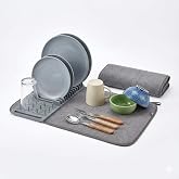 Orret Home Mikrofiber Su Emici Bulaşıklık Matı &ndash; 37x60 cm Tezg&acirc;h &Uuml;st&uuml; Bulaşık Kurutma Matı, Kaymaz Su Emici Mutfak Matı, Katl