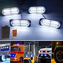 4 X Feux Stroboscopiques LED D'urgence 12-24V - 20 LED Blanc, IP67, 18 Modes - Pour Véhicule, Remorque, Van