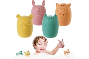 HOTUT Zabawki do kąpieli dla dzieci, 4 szt Zabawki do kąpieli silikonu, zabawka do wody zabawka do wanny od 1 roku życia, Ekologiczne nietoksyczne Bezpieczne pływająca zabawka do kąpieli