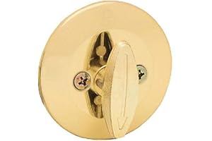 Kwikset 663 Serrure à pêne dormant sans clé, en laiton poli, pièce tournante intérieure ronde pour porte d'entrée, avec loquet et adaptateur, sans assemblage extérieur
