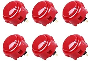 Digitalkey Set 6 Botones SANWA OBSF-30 - Botones Arcade Gamepad para gabinetes y bañeras (Rojo)