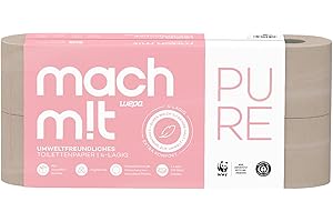 MACH MIT WEPA mach m!t PURE Toilettenpapier 4-lagig - extrem weich & besonders umweltfreundlich dank 100% Recyclingpapier - Made in Germany - 100% recycelbar – Umfang: 8 Rollen - 130 Blatt je Klorolle