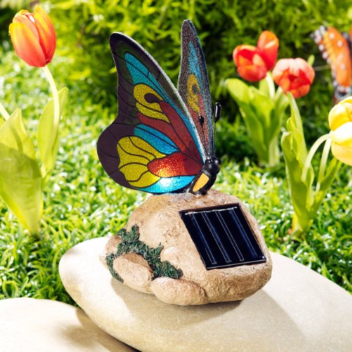 Lunartec Solar-LED-Schmetterling mit Echtglas-Mosaik-Flügeln - 3