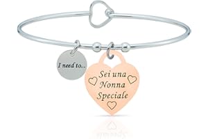 SAGA GIOIELLI BRACCIALE RIGIDO DONNA FRASI PENSIERI PAROLE EMOZIONALE INCISIONE ACCIAIO CUORE ROSE'