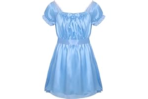 Alvivi Męska satynowa sukienka crossdresser bielizna nocna męska urocza piżama Cosplay sukienka na imprezę odzież