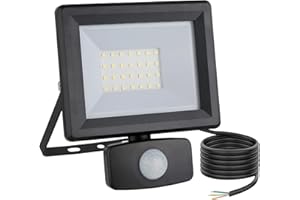 lNGRIKT 20W Security Lights with Motion Sensor, Super Bright 2000 Lumen PIR Flood Light, IP65 Waterproof LED Sensor Floodlight Outdoor, 6500K Cool White for Garage Garden Pathway, with 1.5M Wire