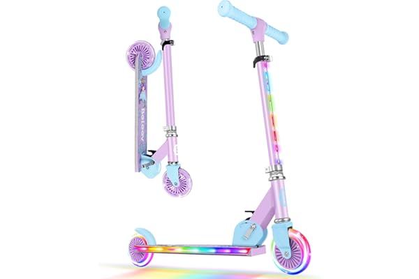 BELEEV V2 Trottinette pour Enfants 3 à 12 Ans, Trottinette Pliable à 2 Roues LED Roues Lumineuses, Stem, Deck, 3 Réglables en Hauteur, Trottinette pour Filles et Garçons, Scooter