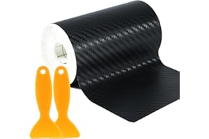 YiliYa Vinilo Fibra de Carbono para Coche 6D, 10cm x 10m Película Texturizado Autoadhesiva, Fibra de Carbono Película Protectora Antiarañazos, Fibra de Carbono Vinilo para Coche y Moto (Negro)