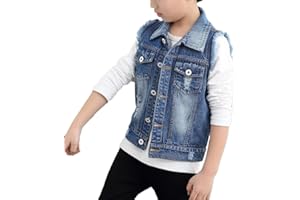 LaoZan Kinder Jungen Ärmellose Jeansjacke Jeansweste Denim Slim Fit Outwear Mantel