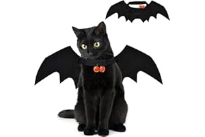 DTYDECLE Pet Bat Wings, Cute Cat Halloween Bat Wings Adjustable Pet Costumes with Pumpkin Bells for Halloween Puppy Kitten Cosplay Party