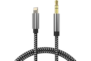 LCUEGUK Aux Kabel iPhone [MFi Zertifiziert], Lightning Klinke Kabel, iPhone Auto Audio Kable, Lightning auf 3.5mm Klinke Audio Kopfhörer Adapter für iPhone14/14Max Pro/13/13Pro Max/12/Mini/11Pro Max/XS/X-1M