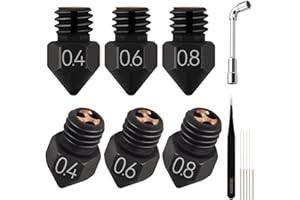 Redrex CHT MK8 Hardened Steel Nozzle Kit,0.4mm 0.6mm 0.8mm with Cleaning Needle High Speed 3D Printer Extruder Nozzles for Ender 3/Neo,Ender 3 V2/Neo,Ender 3 Pro,Ender 3 Max/Neo,Ender 5,CR6 SE,CR10